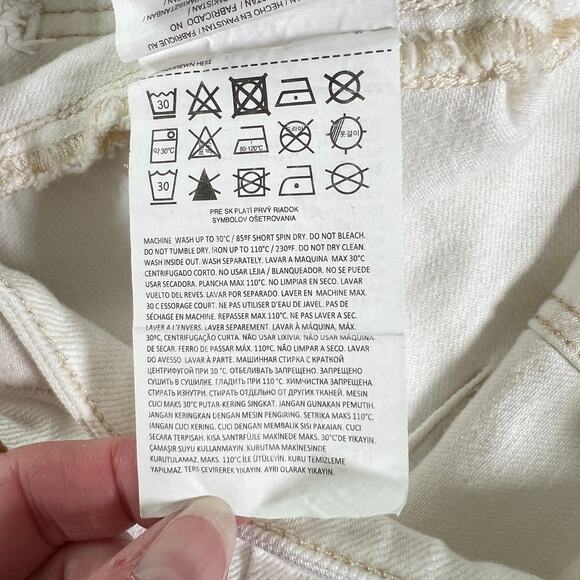 Mango Clea High Waisted Denim Shorts Natural 4"‎ Inseam Size 12 Beach Festival - Picture 7 of 7